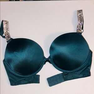 Victoria Secret Emerald Green Bra with Embellished Straps